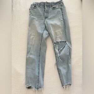 pistola Light Blue Straight Leg Distressed Jeans